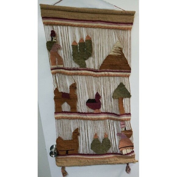 Peruvian Scene Figures Wool Decor Vintage from Est - Picture 1 of 2